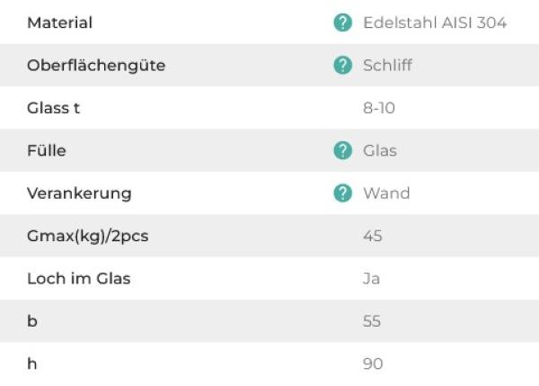 Edelstahl V2A Türbeschlag Scharniere für Schwingtür Glastür Pendeltür geschliffen K320